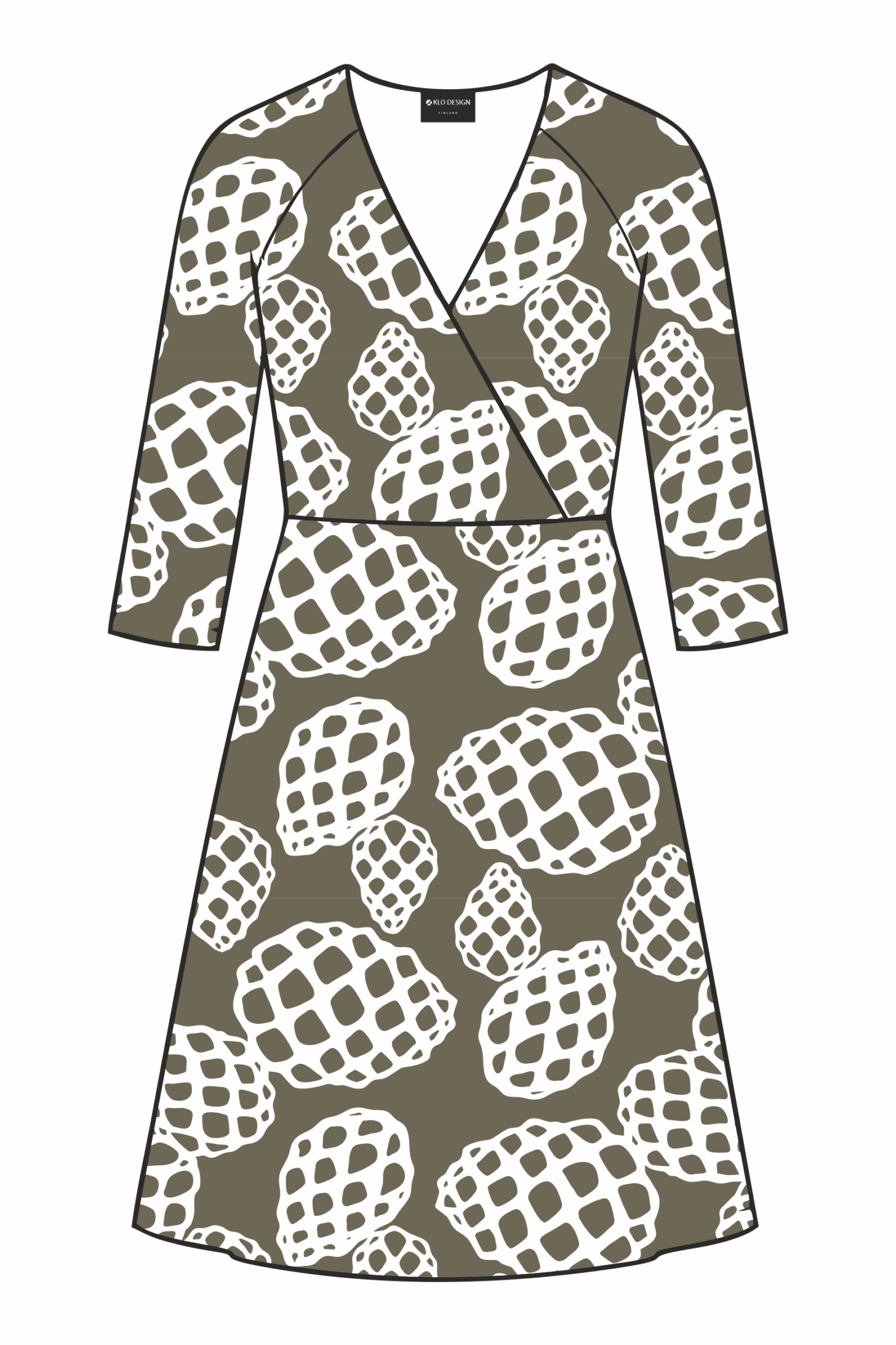 UUTUUS! Iines-mekko, Käpy-kuosi, khaki - Image 2