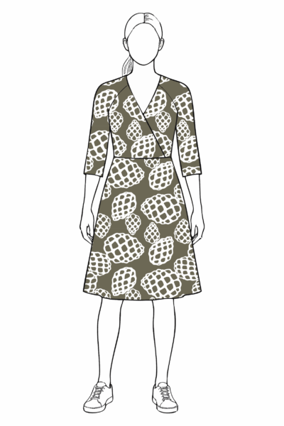 UUTUUS! Iines-mekko, Käpy-kuosi, khaki