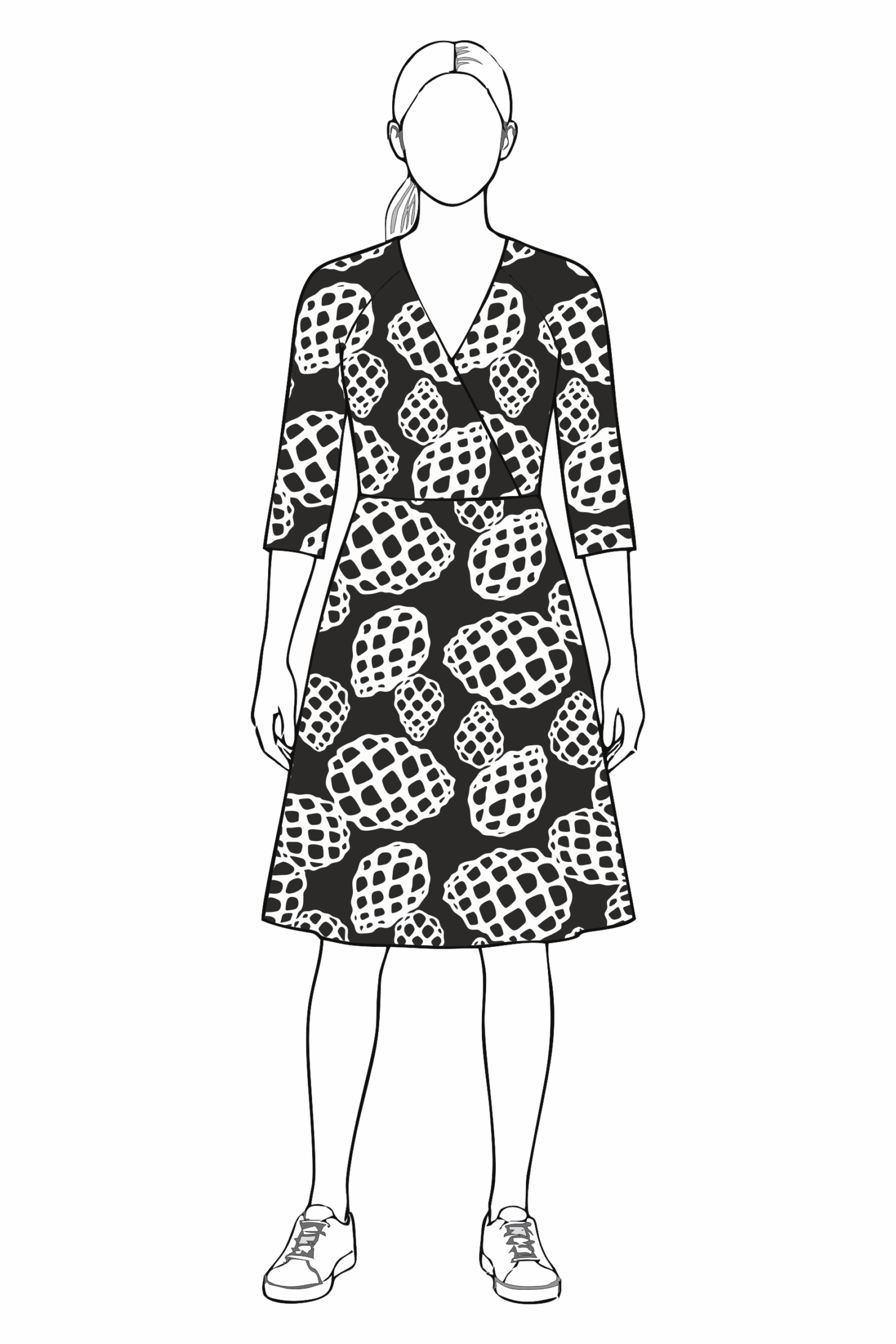 UUTUUS! Iines-mekko, Käpy-kuosi, musta/valkoinen - Image 5